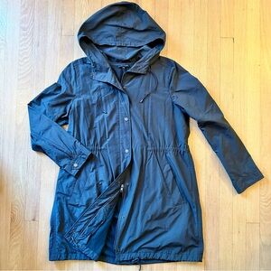 Eileen Fisher - Light Cotton/Nylon Hooded Coat with Lining, Dark Gray